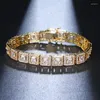 Braccialetti Link 2023 Bracciale quadrato di lusso per donna Fashion Crystal Zircon Ladies Chains Bangle Wedding Jewelry Gift Female298j