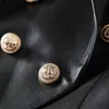 Damskie garnitury Blazers High Street Est Barokowa moda projektantka Lion Metal Buttons Faux Skórzowa płaszcz zewnętrzny 230130