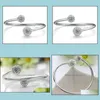 Bangle Cuff 925 Sterling Sier Women Petty Crystal Ball Bangles Wedding Vintage Open Charms Bracelets Drop Delivery Jewelry Dhhuz