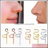 Nose Rings Studs Ushaped Clip Wearing Plated Gold Perforation Jewellery Accessories Manual Copper Plating Noses Ring Stud Ornament Dhbwo