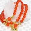 Strand Top Quality Europe Ethnic Style Multilayer Long Bracelets Orange Stone Jades Chalcedony 6mm Round Beads Jewelry B2229