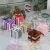 Present Wrap 10/50/100pcs randig godisbox Diy Chocolate Favor and Boxes With Ribbon for Kids Birthday Dop Party Wedding Decoration