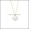 Pendant Necklaces Sun Flower Pearl Necklace Clavicle Chain Imitation Diamond Little Drop Delivery Jewelry Pendants Dhtkv