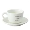 Cups Saucers Ins France Style Coffee Set Art Letters Patroon Design Tea Water Cup en Saucer 220ml Koreaans