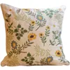 Pillow Embroidered European Pastoral Floral Cover Cotton Chair Sofa Modern Home Decor Rectangle Drop