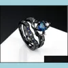 Cluster Anneaux Exquis Amour Conception Couronne Main Coeur Clahduh Claddagh Bague En Alliage Ensemble Ruban Couleur Bleu Cz Cristal Pour Les Femmes 3650 Q2 Dhvja