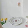 Plates Nordic INS Tulip Ceramic Plate Round Vintage Flower Dessert Fruit Salad Wedding Stands Cakes