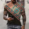 Men's T Shirts White Tops For Men Long Sleeve Black Mock Neck Short Summer Ethnic Printed CuteMen's