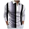 Hommes Polos Hommes Revers Fermeture Éclair 3D Impression Numérique Polos Mode Lâche À Manches Longues Top T-shirt Hommes Designer Vêtements