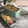 Din sets sets 900 ml 3 lagen lunchbox Bento Container Eco-vriendelijke tarwestro-materiaal Microwavable Lunchbox 2023