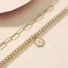 Anklets Design Creative Beach Geometric Double Layer Anklet Set Gold Poled Initial for Women Sieraden