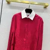 Frauen Blusen Shirts Designer Marke Gleichen Stil 2023 Neue Frühling Sommer Revers Hals Lange Ärmel Mode Luxus Tops QLWW