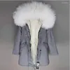 Trench da donna 2023 Moda Donna Inverno Giacca foderata in vera pelliccia Cappotto con cappuccio in lana naturale Parco