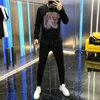 Men's Tracksuits Tiger Diamond Shiny Black Hip-Hop Streetwear Tecido de algodão Top Selta Ponta de pista de pista de capuz de grandes dimensões