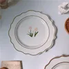 Plates Nordic INS Tulip Ceramic Plate Round Vintage Flower Dessert Fruit Salad Wedding Stands Cakes