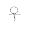 Keychains Lanyards polerad sierfärg 30mm Keyring Keychain Split Ring med kortkedjiga nyckelringar kvinnor män diy kedjor accessorie dhr2f