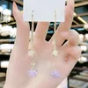 Hoop Earrings Amethyst Flower Ladies Personality Temperament Fashion Jewelry Long Tassel All-match Mother Gift Woman