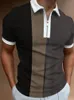Herrpolos högkvalitativ randig poloskjorta för män avslappnad kortärmad polo skjortor lapptäcke Turn-down krage blixtlås t-shirt sume 230130