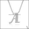 Pendant Necklaces Az Initial Letter Necklace Cubic Zircon For Women Girls Sier Alphabet Lucky Jewelry Valentines Day Giftz Drop Deli Dhaed