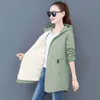 Women's Trench Coats 6XL Autumn Winter Women's Fleece Jacket Coats Female Long Hooded Coats Outerwear Warm Thick Female Windbreaker Red W2392 230130