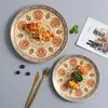 Tallrikar europeisk stil keramisk bohemisk middagsplatta kreativ handmålad efterrätt frukt hushåll grunt biff maträttsdubblar