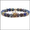 Charm Bracelets Crown Imperial Stone Bracelet Men Zircon Natural Bead Drop Delivery Jewelry Dhanw