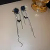 Dos boucles d'oreilles 2023 mode coréenne exagérée Goth Punk Cool épine noir fleur gland longue oreille Clip pour femmes esthétique Y2K bijoux