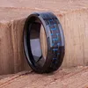 Wedding Rings 8MM Mens Fashion Black Tungsten Carbide Ring Blue Carbon Fiber Inlaid Engagement Band Jewelry Gift For Men