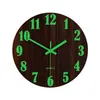 Wall Clocks Home Silent Room Decoration Luminous Wooden Clock Hangings Digital Round