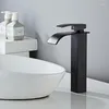 Bathroom Sink Faucets Black Painting Basin Water Tap Single Lever Faucet Mixer Hole Deck Mounted Waterfall HY-7098