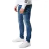 Mäns jeans 2023 Autumn Wash Distress Retro High Stretch Slim Fit Men's Casual Leggings Trendy Pencil Pants for Men