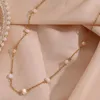 Ensemble de collier et boucles d'oreilles Anti-ternissement, chaîne en acier inoxydable, perles d'eau douce, bijoux plaqués or pour femmes