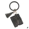 Party Favor Leopard Print Pu Leather Tassel Pendant Bracelet Ladies Keychain Wallet Mobile Phone Bag Card Package Business Drop Deli Dh4Qp