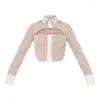 Women's Blouses Private Clothes Lady Fresh Sweet 2023 Comfort And Casual Sexy Slim Striped Dancing Long Sleeve Brand Shirt For Women
