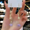 Hoop Earrings Amethyst Flower Ladies Personality Temperament Fashion Jewelry Long Tassel All-match Mother Gift Woman