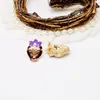Dos boucles d'oreilles violet émail géométrique alliage Vintage peinture à l'huile bijoux pour femmes