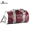 Outdoor Bags PU Leather Sports Gym Bag Multifunction Training Fitness Shoulder Bags Traveling Handbag Striped Sac De Sport Women Men XA719WD T230129