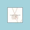 Pendant Necklaces Small Owl Tree Of Life Necklace For Women Rhinestone Rose Gold Sweater Chain Long Statement Jewelry Bijoux Drop De Dhnqu