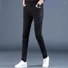 Jeans masculinos Casual Men Casual Fit Pants Vaqueros Black Stretch Slim Jean Homme Fashion Streetwear ROPA Mens Cotton Denim Troushers