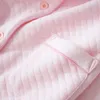 Kvinnors sömnkläder Höst- och vinterpyjamas damer Pure Cotton Långärmad tjock varm hemservice kostym fast färg cardigan