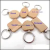 Party Favor Key Chains Diy Metal Wooden Keychain Chain Round Rec Heart Shape Blank Wood Keys Rings Partys Creative Gifts Accessories Dhuvu