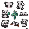 Shoe Parts Accessories Wholesale 100Pcs Pvc Animals Panda Bamboo Crab Lovely Sandals Designer Ornament Buckle For Boys Girls Croc Dh2Re