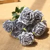 Dekorativa blommor konstgjorda siden rosor bukett bröllop brud som håller hem vardagsrummet trädgård el höst simulering rosblomma dekor