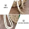 Decorative Figurines Decor Beads Garland Bead Farmhouse Wooden Wood Home Tassel Rustic Wall Hanging Tassels String Prayerchristmas Natural