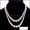 Beaded Necklaces Fashion Double Layered Fake Faux Pearl Beads Bride Bridesmaids Chains For Women Ladies Female Wedding Jewelry Gift Dhfd7