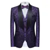 Ternos masculinos Blazers Moda Boutique Casual Boutique Business Host Flower Color Suits 3 PCs Conjunto de vestidos Blazers Jaqueta Casca Casaco 230130