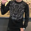 Męskie koszulki męskie Diamentowy Diamentowy Long Rękaw Casual T Shirt Men Hip Hip Hip Hop Punk Gothic Tshirt Tees koszulka Długie rękaw Srebrny 230130