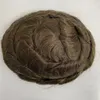 Brazilian Virgin Human Hair Replacement #1b65 Grey/17R 32mm Wave 8x10 Skin Knots Full PU Toupee for White Men