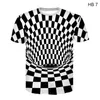 Herren T-Shirts Männer 3D Optical Illusion Swirl Print Kurzarm T-Shirt Tops YAA99