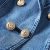 Costumes pour femmes Blazers HAUTE QUALITÉ Créateur de mode Métal Lion Boutons Veste en jean à double boutonnage Manteau extérieur 230130